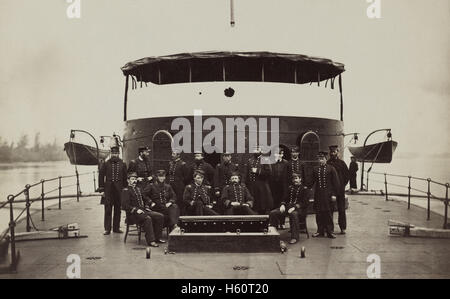 Offiziere auf Deck der Monitor Mahopac, James River, Virginia, frühen 1860er Jahren Stockfoto