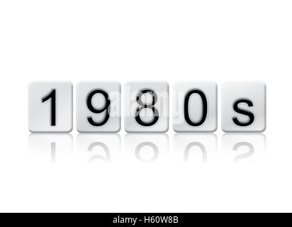 Das Wort "der 1980er Jahre in Fliese Buchstaben auf einem weißen Hintergrund isoliert geschrieben. Stockfoto