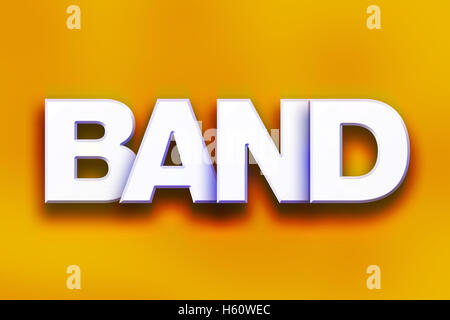 Das Wort "Band" auf einem farbigen Hintergrund Konzept und Design in weiß 3D Buchstaben geschrieben. Stockfoto