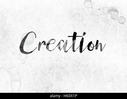 Das Wort "Schöpfung" Konzept und Thema gemalt in Aquarell Tinte auf einem weißen Papier. Stockfoto