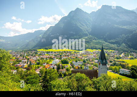 Balzers Dorf in Liechtenstein Stockfoto