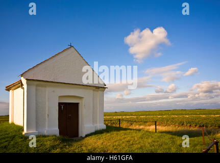 Kleine Kapelle vor Weinberge, Apetlon, Burgenland, Austria, Europe Stockfoto