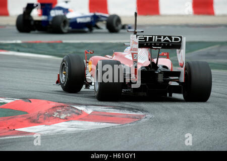 Motorsport, Fernando Alonso, SPA, im Ferrari F10 Rennwagen, Formel-1-Tests auf dem Circuit de Catalunya Rennen verfolgen in Stockfoto