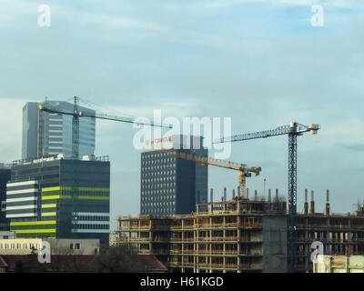 Bukarest, Rumänien, 15. Januar 2016: einen Überblick über moderne Gebäude, Büros der Unternehmen im Geschäftsviertel in Buchare Stockfoto