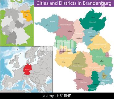 Landkarte von Brandenburg Stock Vektor