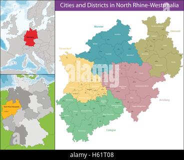 Karte von Nordrhein-Westfalen Stock Vektor