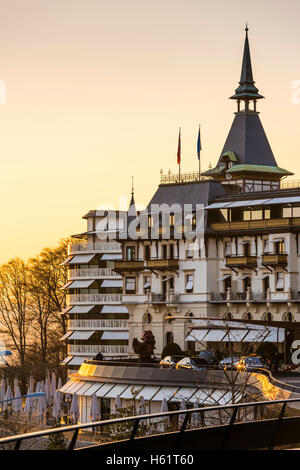 Außenansicht des The Dolder Grand (früher bekannt als Grand Hotel Dolder) 5 Sterne Luxushotel in Zürich, Schweiz. Stockfoto