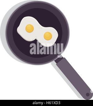 Essen-Pfanne mit zwei Eiern Stock Vektor