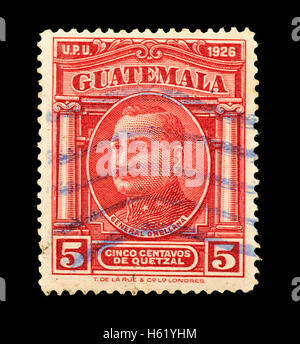 Briefmarke aus Guatemala Darstellung General Orellana. Stockfoto