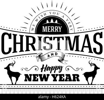 Vektor Frohe Weihnachten und Happy New Year typografische Gestaltung. Stock Vektor