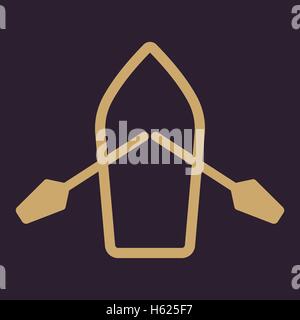 Das Boot und Rudern-Symbol. Skiff und Paddel-Symbol. Wohnung Stock Vektor