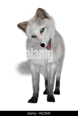 3D-Rendering ein Polarfuchs isoliert auf weißem Hintergrund Stockfoto