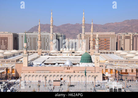 Blick auf den südlichen Frontispiz der Moschee des Propheten. Stockfoto