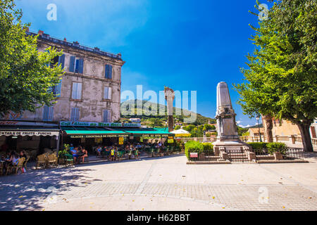 SARTÈNE, Korsika - 29. August 2016 - Stadt Zentrum von Sartène Altstadt, Korsika, Frankreich, Europa. Stockfoto