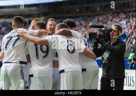 Vancouver, Kanada. 23. Oktober 2016. Vancouver Whitecaps feiern ein Ziel. Vancouver Vs Portland, BC Place Stadium.  Final Score Vancouver gewinnt 4: 1. © Gerry Rousseau Stockfoto