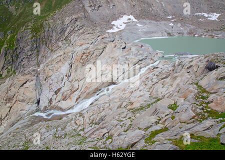 Rhonegletscher, Quelle der Rhone Fluss Stockfoto