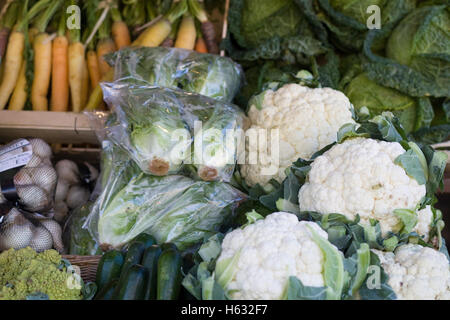 Bio und frischem Gemüse am Marktstand Stockfoto