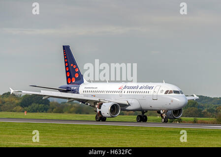 Airbus A319-111 Brüssel Airlines OO-SSF Manchester Flughafen England Uk, Abreise. Stockfoto