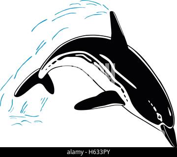 Springen Delphin isoliert auf weißem Hintergrund Stock Vektor