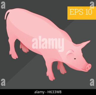 Schwein-isometrische Vektor-illustration Stock Vektor