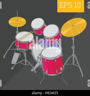 Drum Kit isometrische Vektor-illustration Stock Vektor