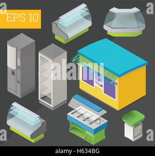 Handelsausrüstung isometrische Vektor-illustration Stock Vektor