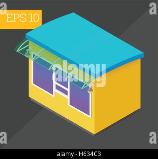 Zähler-Kiosk-isometrische Vektor-illustration Stock Vektor