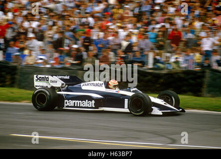 Nelson Piquet Brabham BT53 BMW Rennwagen fahren, 1984 Stockfoto