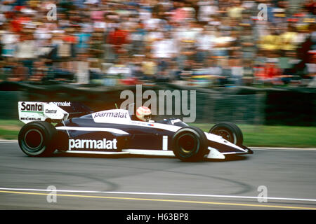 Nelson Piquet Brabham BT53 BMW Rennwagen fahren, 1984 Stockfoto