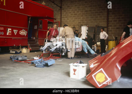 Ferrari 312P in Garage 1969 Le Mans Stockfoto