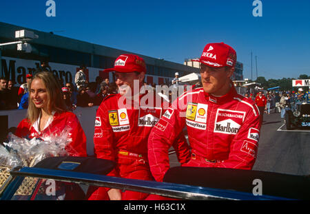 Eddie Irvine und Michael Schumacher Stockfoto