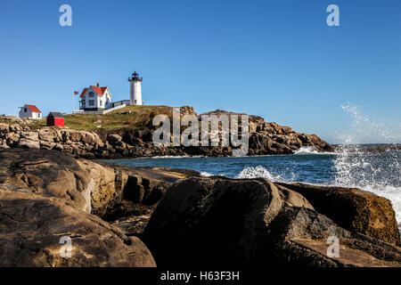 Cape Neddick "Nubble" Leuchtturm in York, Maine, USA Stockfoto