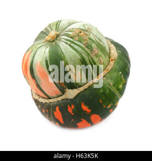 Grün und orange Turban Squash, isoliert auf weißem Hintergrund Stockfoto