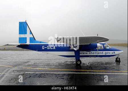 Tingwall Flughafen Shetland die Inselbewohner Ebenen verläuft, die Menschen zwischen den entfernten äußeren Inseln der Shetland Fähre Stockfoto