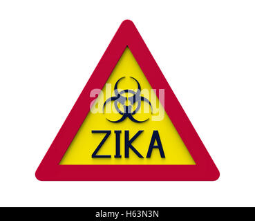 Zika Biohazard Zeichen isoliert auf weiss 3D-Rendering Stockfoto