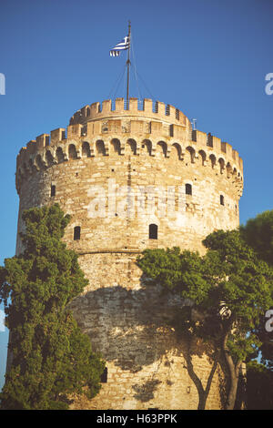 Der weiße Turm von Thessaloniki Stadt in Griechenland Stockfoto