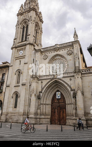 Fassadenfassade, Santiago Cathedral. Bilbao, Vizcaya, Baskenland, Spanien, Stockfoto