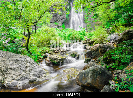 Khlong lan Wasserfall, berühmte natürliche Sehenswürdigkeit in Kampange Phet in Thailand. Stockfoto