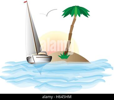 Yacht-Vektor-Illustration-artvork Stock Vektor