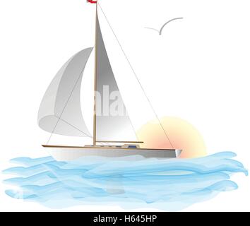 Yacht-Vektor-Illustration-artvork Stock Vektor