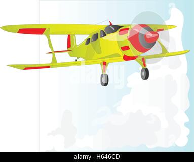 Ein Bi Flugzeug am Himmel isoliert. Vektor-Illustration. Stock Vektor