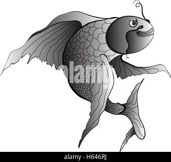 schwarzer Fisch isoliert Stock Vektor