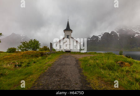 Sildpollnes Kirche, Austvagoy, Lofoten Inseln, Norwegen Stockfoto