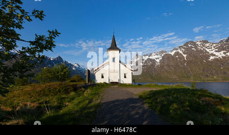 Sildpollnes Kirche, Austvagoy, Lofoten Inseln, Norwegen Stockfoto