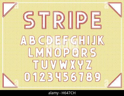 Streifen Schriften Abc Buchstaben drucken Typografie Vektor Illustration. Stock Vektor