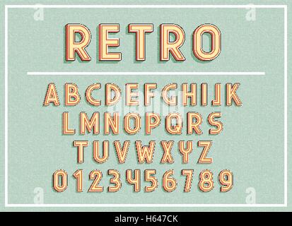 Retro-Fonts und Abc Buchstaben drucken Typografie Vektor Illustration. Stock Vektor