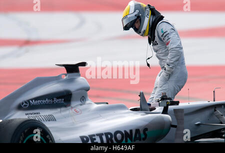 Motorsport, Nico Rosberg, GER, bei Mercedes W01 MGP Rennwagen, Formel-1-Tests auf dem Circuit de Catalunya Rennen verfolgen in Stockfoto