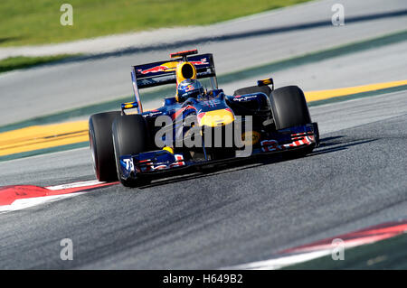 Motorsport, Sebastian Vettel, GER, in der Red Bull Racing RB5 Rennwagen Formel1 Tests auf der Rennstrecke Circuit de Catalunya Stockfoto