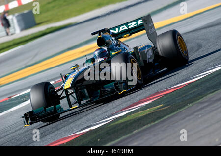 Motorsport, Jarno Trulli, ITA, im Lotus T127 Rennwagen, Formel-1-Tests auf dem Circuit de Catalunya Rennen verfolgen in Stockfoto