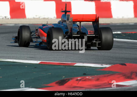 Motorsport, Lewis Hamilton, GBR, im McLaren-Mercedes MP4-25 Rennwagen, Formel-1-Test am Circuit de Catalunya Rennen Stockfoto